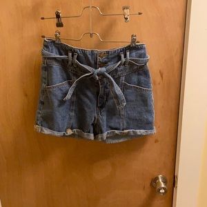 High waisted denim shorts